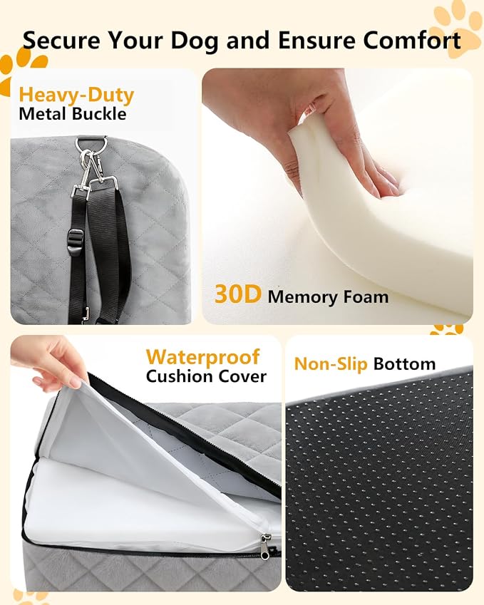 Dog Car Seats for Small Dogs Up to 35lb, Dog Bed for Car Fits Home, Outdoor | 2-in-1 Design, Dog Car Bed Fits Car Seat and home, Safety Leashes, Easy Install, Anti-Slip, Storage Pockets, Detachable Cover - Image 5