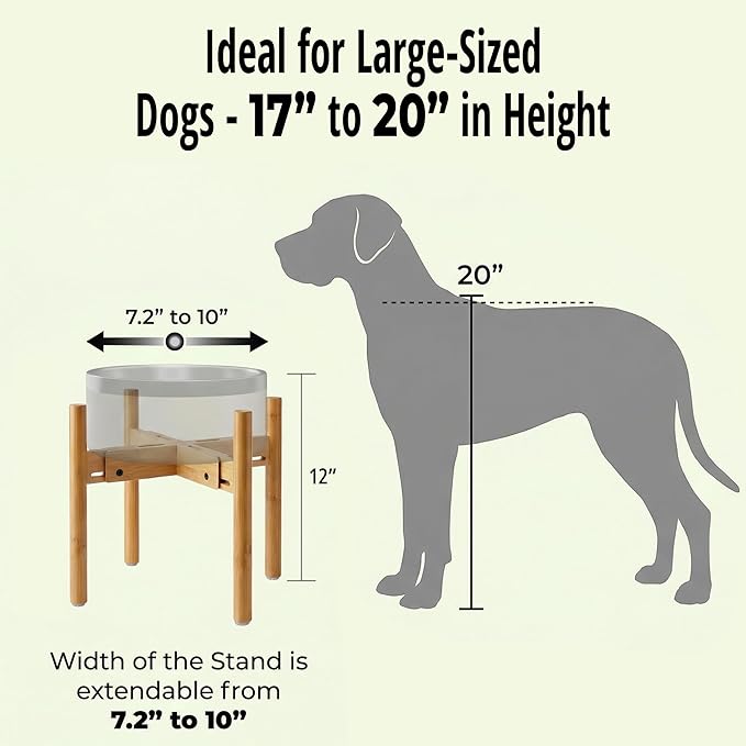 Dog Bowl Stand for Mid-Large Dogs - Adjustable, Easy Fold-Down | Use to Elevate Raise Dog Food, Water and Slow Feeder Bowls, Lock-Bolts and Tool Added, Foot-Padded, Bamboo Stand Only - Image 3