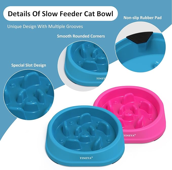 YINEYA 2PCS Anti-Choking Slow Feeder Dog Bowls Small Size Dog, Slow Feeder Cat Bowl, Supplies and Puzzle for Pet - Image 4