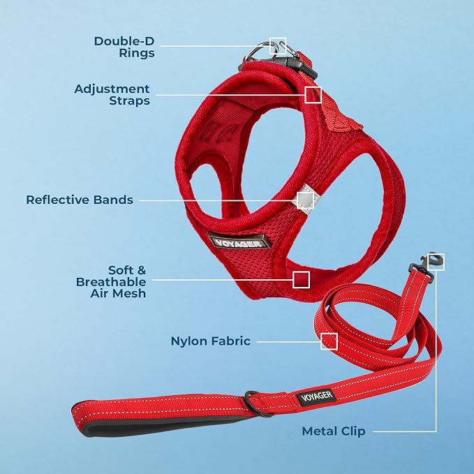 Best Pet Supplies Voyager Step-in Air All Weather Mesh Harness and Reflective Dog 5ft Leash Combo with Neoprene Handle, for Small, Medium and Large Breed Puppies - Red, Medium - Image 3