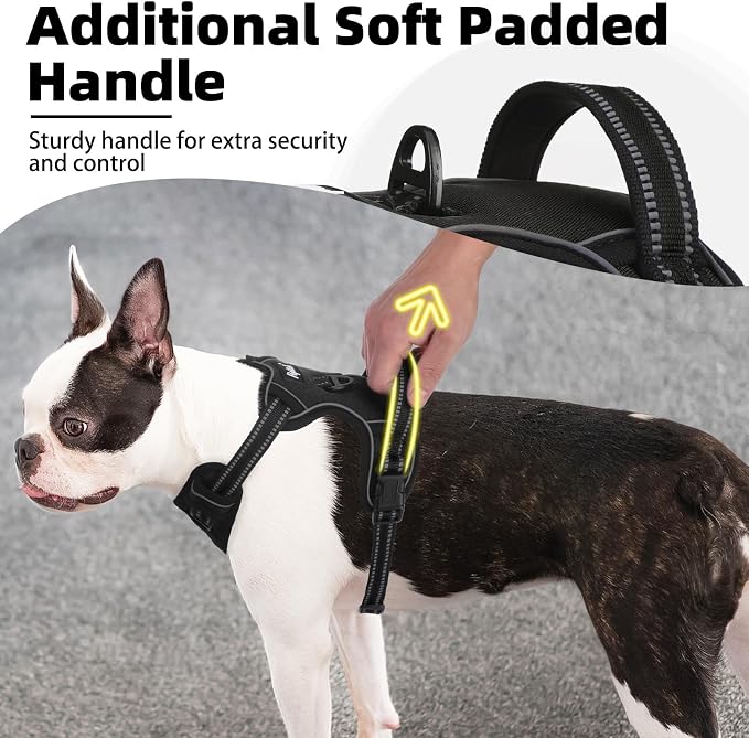PUPTECK No Pull Dog Harness for Large, Adjustable Reflective Dog Harness with Handle Easy Control, Comfortable Soft Padded Pet Vest Harness for Extra Large Dogs, Black XL - Image 2