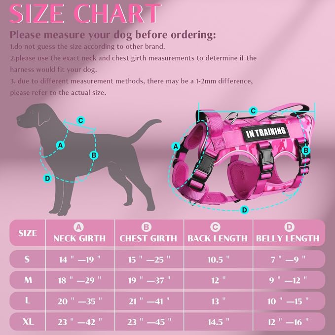 WINSEE Escape Proof Dog Harness with Double Handle+4 Removable Patches | Service Working Molle Harness with Double Handle for Medium Dogs, Tactical Pet Reflective Vest for Walking Hiking Hunting - Image 5