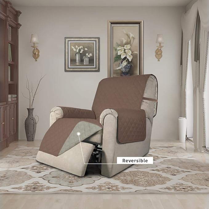 Easy-Going Reversible Couch Cover, Recliner 22 in, Brown/Beige | Machine Washable Slipcover For Dogs, Water Resistant Furniture Mat For Living Room, Non-Slip Sofa Cover, Pet Friendly - Image 2