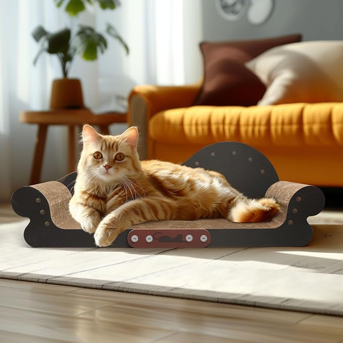 ComSaf Large Cat Scratcher Bed 26.7 in, Cardboard Cat Couch Scratch Pad | Cat Scratching Board, Sofa Lounger Shape, Furniture Protection, Indoor Floor Use, Adult Cats, Claw Care - Image 7