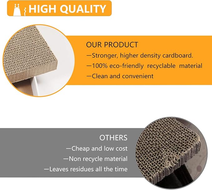 Cardboard Scratcher Pad Scratching post:Smartbean Cat Scratch Pad,Cat Scratching Post with Durable&High Density Cardboard, Indoor Toy for Cat, Double-sided Design For double life (16.5x7.9x1.2 inches) - Image 5