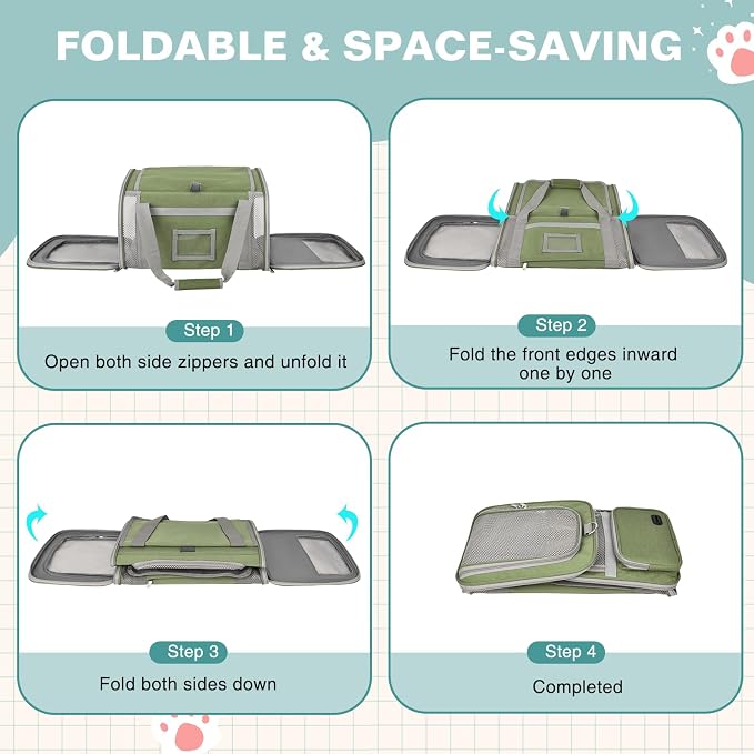 Cat Carrier Airline Approved Privacy Portable Top Load Pet Travel Bag | Soft Sided Pet Carriers for Small Cats Dogs Puppy up to 16 Lbs,Collapsible,Zipper Lock,Luggage Sleeve,2 Storage,Washable - Image 9