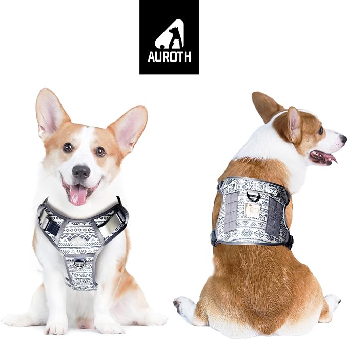 AUROTH Tactical Dog Harness Medium Sized Dog No Pull Adjustable Dog Vest | Heavy Duty with Handle, Breathable Padded, Reflective, Military K9, Easy Control for Working Traning, Army Yellow, Mediun - Image 2
