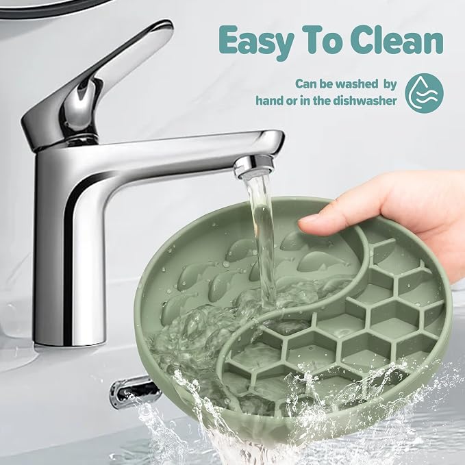 Slow Feeder Dog Bowl, Pet Puzzle Dish w/Suction Cup, Small Medium | Anti Choking, Interactive, 2-Cup, Silicone, Non-Slip, Dishwasher & Microwave Safe, for Fast Eaters, Dogs & Cats (Green) - Image 6