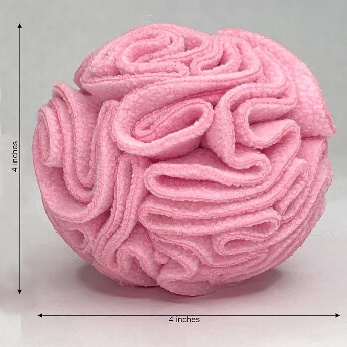 Glory To Dog Small Breed Snuffle Puzzle Ball Treat Foraging Dog Toy Pink | Interactive fleece snuffleball hides treats at variable depths. Engages smell & foraging instinct. Machine washable 4" - Image 6