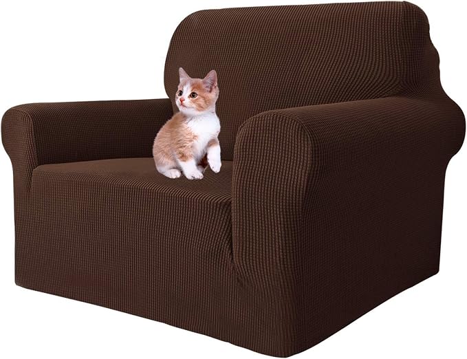 MAXIJIN Stretch Chair Cover Chair Slipcovers with Arms, 1-Piece Couch Sofa Chair Covers for Living Room, Non Slip Armchair Cover (31"-46") Furniture Protector Dogs Pet Friendly (Chair, Coffee) by MAXIJIN