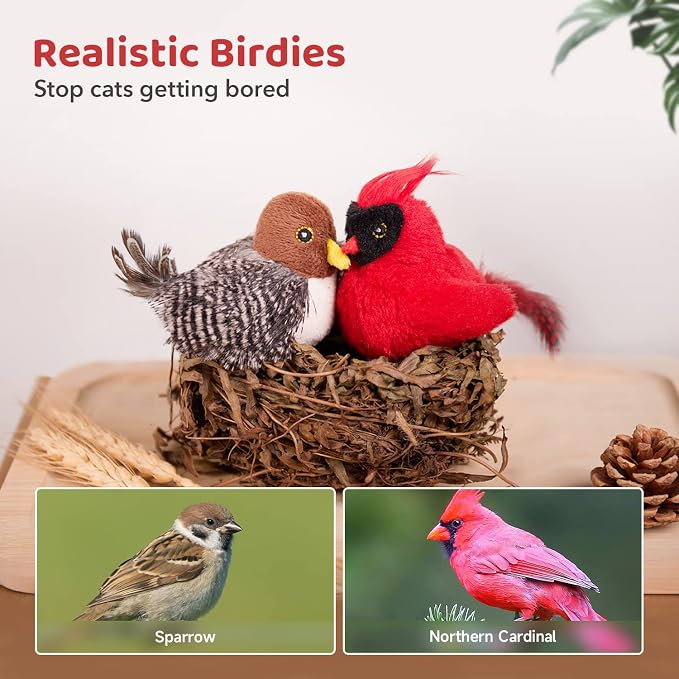 Potaroma Cat Toys Chirping Birds 2 Pcs with Catnip SilverVine, Interactive Cat Kicker, Lifelike Birdie Tweets, Indoor Kitty Kitten Exercise Toys 4.0" | Cat Kicker, Lifelike Birdie Tweets, Indoor Kitty Kitten Exercise Toys 4.0 Inches - Image 3
