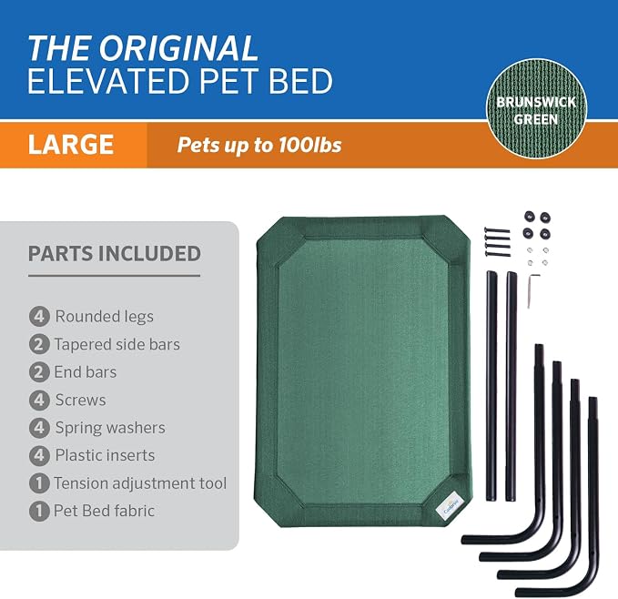 Gale Pacific Coolaroo The Original Cooling Elevated Dog Bed, Indoor and Outdoor, Large, Brunswick Green, 51.00" x 31.50" x 8.00" - Image 5