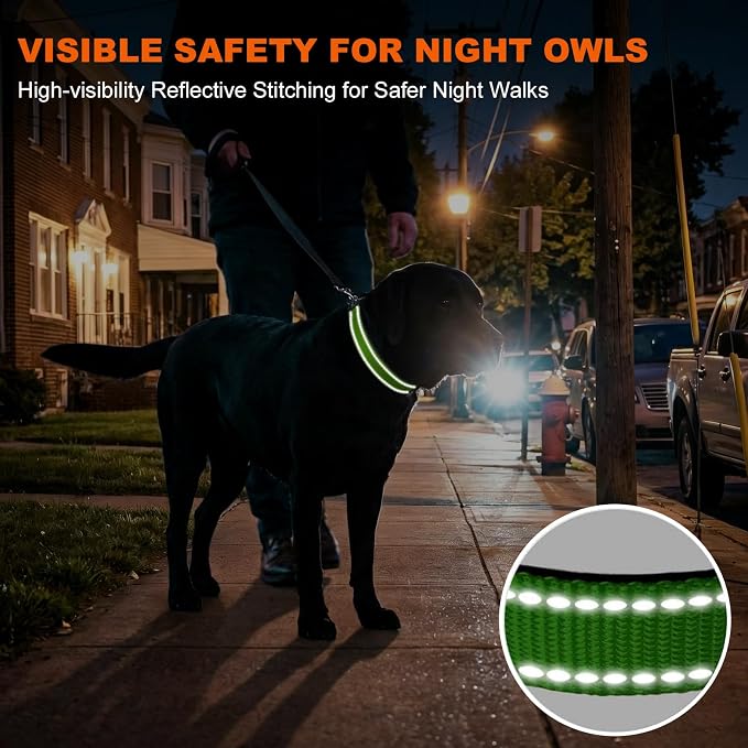 Taglory Reflective Extra Large Dog Collar, Comfortable for Safe Night Walks | Soft Neck Cushioning, Adjustable 18-28 in, Sturdy Webbing Withstands Strong Pullers, Zinc Alloy D-Ring for Leash and ID Tags - Image 5