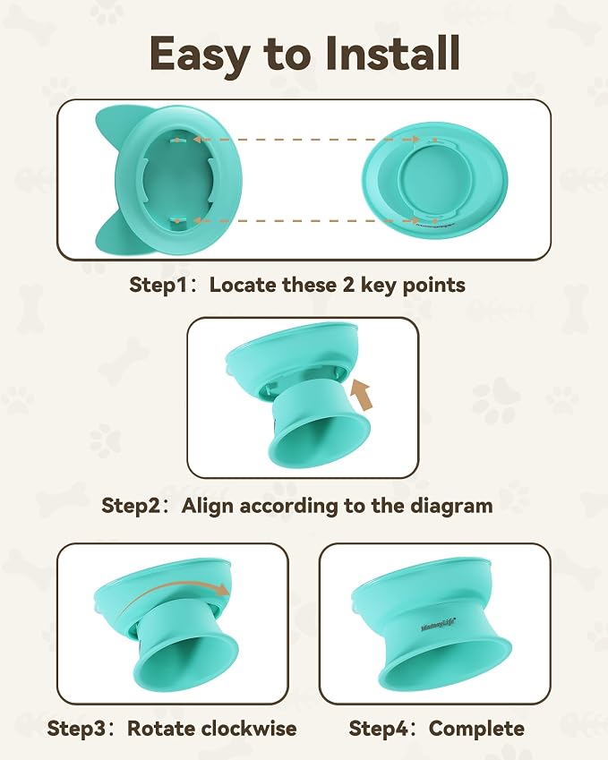 MateeyLife Raised Cat Bowls, Cat Food Bowl Elevated for Kittens & Small Dogs, 15°Tilted Protect Pets' Neck and Anti Vomiting, Whisker Friendly Food & Water Feeding Bowl, 6 oz Each - Green - Image 8