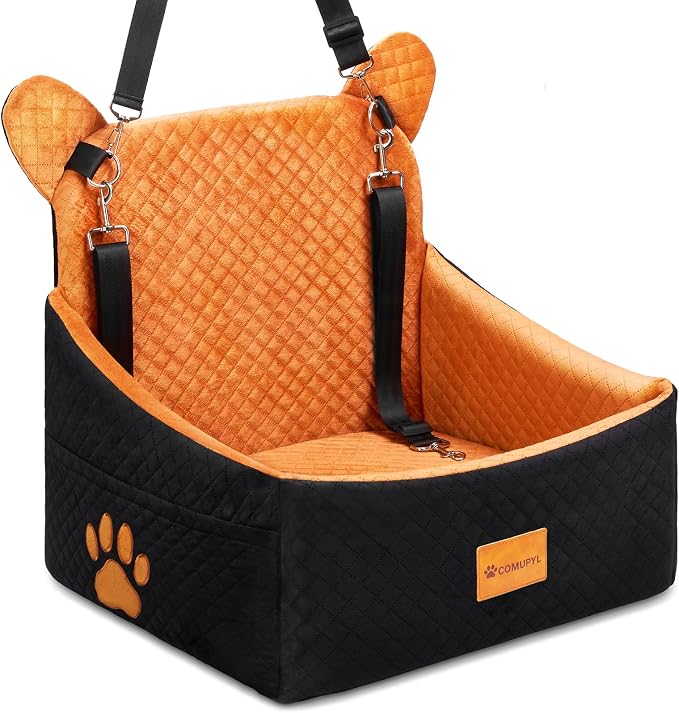 Dog Car Seats for Small/Medium Dogs up to 33lbs(Brown Black). | Car Seat for Dogs, Waterproof Washable, 2 Safety Belts, Non-Slip Base, Storage Pocket, Car Front/Rear Travel, Outdoor Dog Bed by Unknown