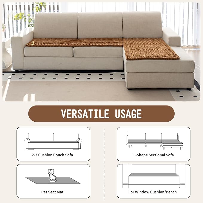 Sofa Couch Cover, Sofa Covers for Dogs Washable, Non-Slip Striped Sofa Slipcovers for Sectional Sofa, Sofa Cover Furniture Protector for L Shaped(Light Brown, 27.6"x 59") - Image 4