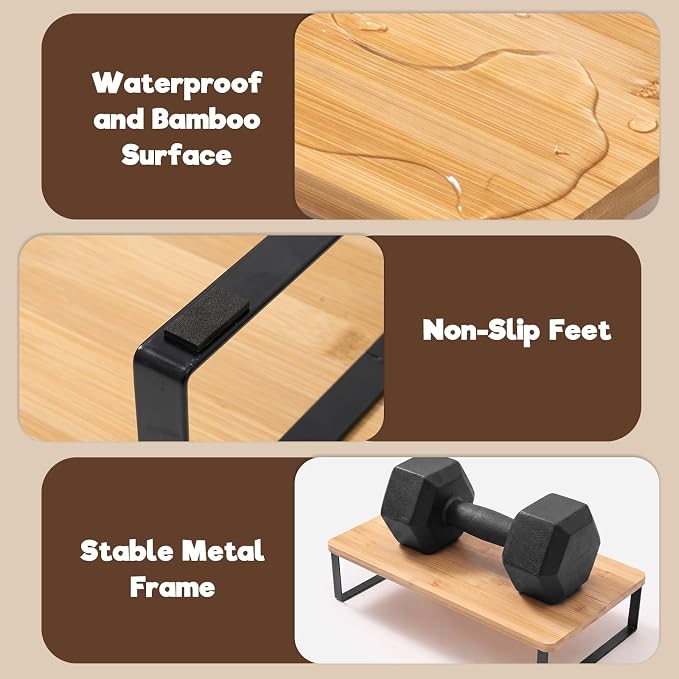 Bamboo Wood Cat Food Stand for Automatic Cat Feeder and Bowls | Non-Slip Metal Frame Elevated Cat Bowls Stand 15.7'' x 9.1'' Tabletop Fit Most Automatic Feeders, Raises Feeder/Bowl by 3.5'' - Image 6