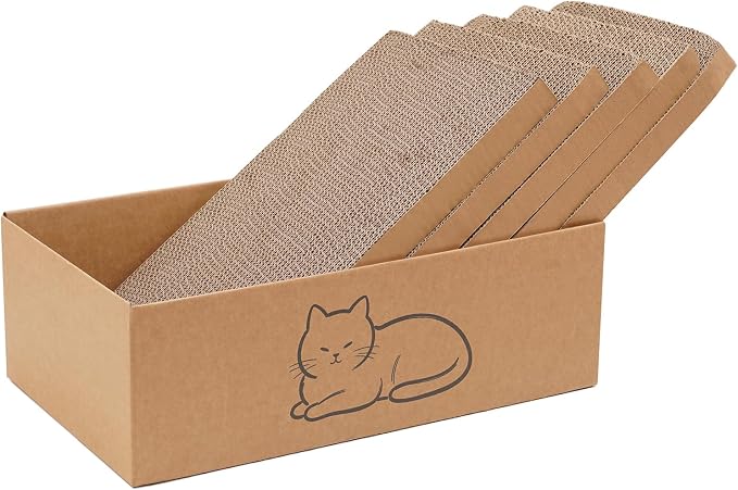 Multi-Use Cat Scratcher, 17.5" Large Cat Scratcher Pad 5 Pcs with Box, Reversible Cardboard Cat Scratcher Lounge for Indoor Cats and Kittens, Post and Furniture Protector - Image 8
