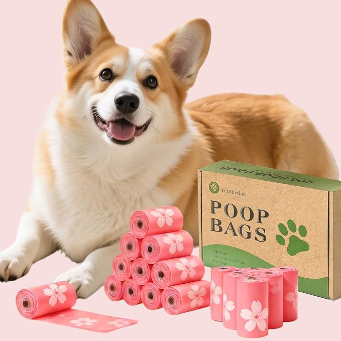 Cherry Blossom Scented Dog Poop Bags - 8 Rolls 120 counts | Leak Proof Extra Large 13x9 Inch Pink Dog poop bags rolls with Dispensers, Fragrance Bags for Dogs Walking and Cat Litter - Image 8