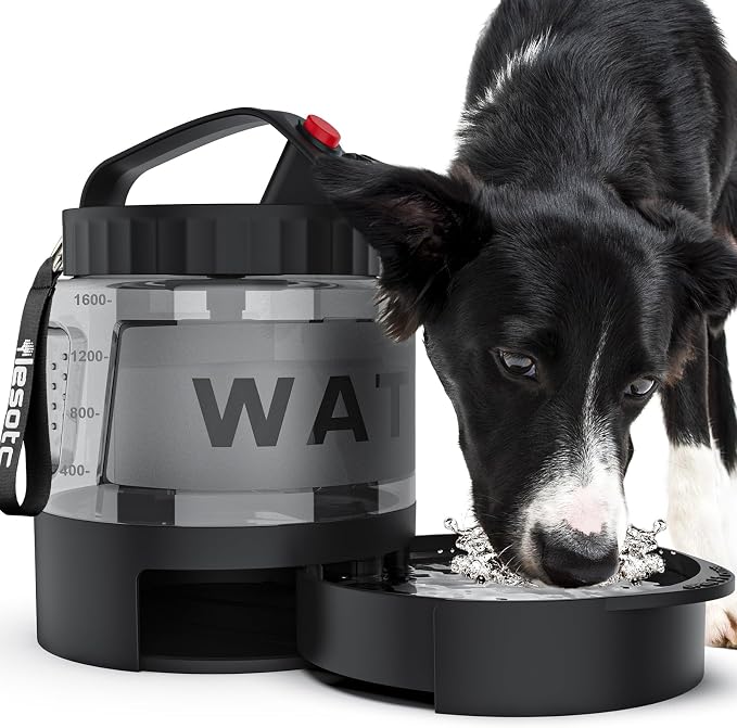 lesotc Portable Dog Water Bottle, 56oz Large Travel Water Bowl Dispenser for Dogs Camping Beach Walking Essentials, Big Pet Bottles Hiking Traveling Park Car Trips Accessories for On the Go, BPA Free by lesotcbrand