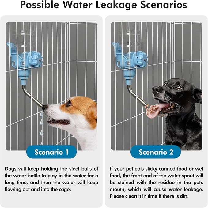 Vannon Dog Crate Water Bottle, 34oz Top-Fill Pet Water Dispenser, Blue | kennel water bottle helps keep pets hydrated longer with fewer refills and easy daily care. - Image 3