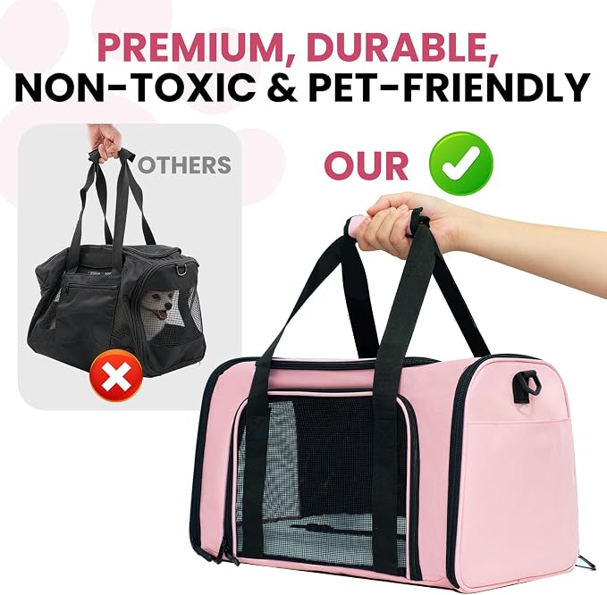 Soft-Sided Cat Carrier 18x11x11 in Expandable Travel Pet Bag 15LBS | For Cats and Small Dogs with Anti-Scratch Mesh Washable Mat Collapsible Escape-Proof Airline Approved with Shoulder Strap - Image 6