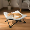 PETKARAY Foldable Cat Hammock Bed, Elevated Fluffy Kitty Lounge Furniture with Metal Frame, Raised Cat Hammock Chair for Indoor Cats by PETKARAY