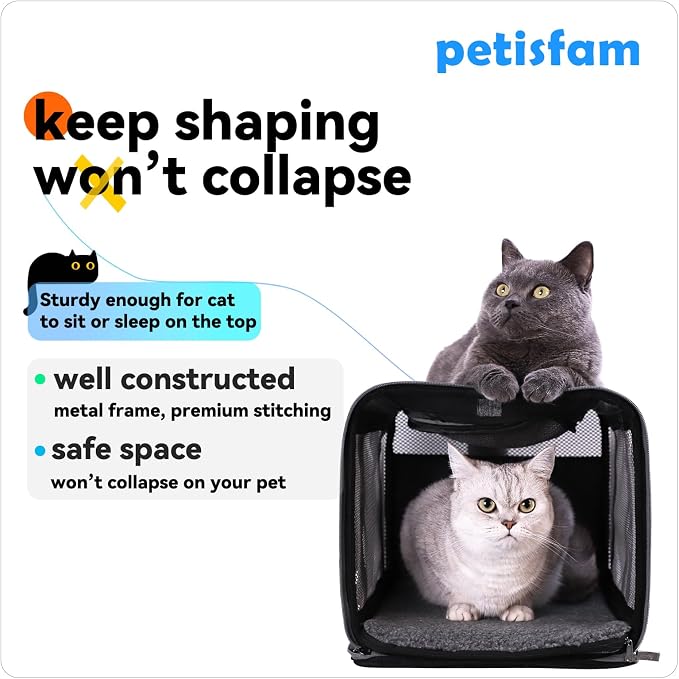 Soft Pet Carrier for Large and Medium Cats, 2 Kitties, Small Dogs. Easy to Get Cat in, Great for Cats that Don't Like Carriers (Blue) - Image 7