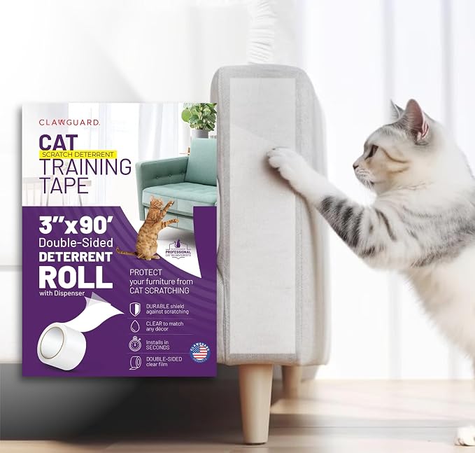 Cat Scratch Furniture Protector Tape Dispenser – Anti Scratch Cat Tape for Furniture, Couch Protector from Claws & Deterrent (XL) by CLAWGUARD