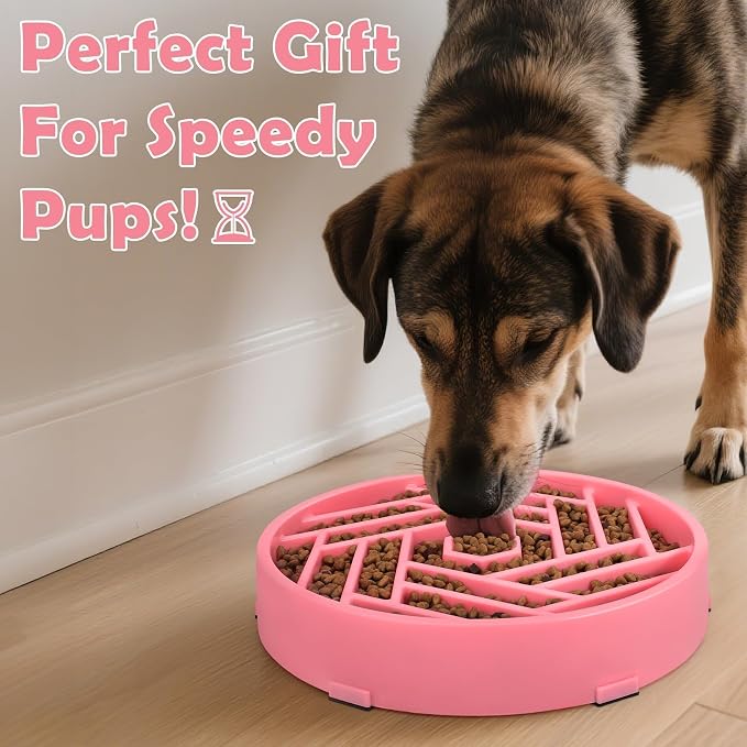 TOBYTO Slow Feeder Dog Bowls Large Medium Breed,Anti-Choking Slow Eating Dog Food Bowl,Non Slip Pet Slower Food Feeding Bowls Large Puzzle Slow Feeder Bloat Stop Maze Dog Dishes,Pink - Image 9