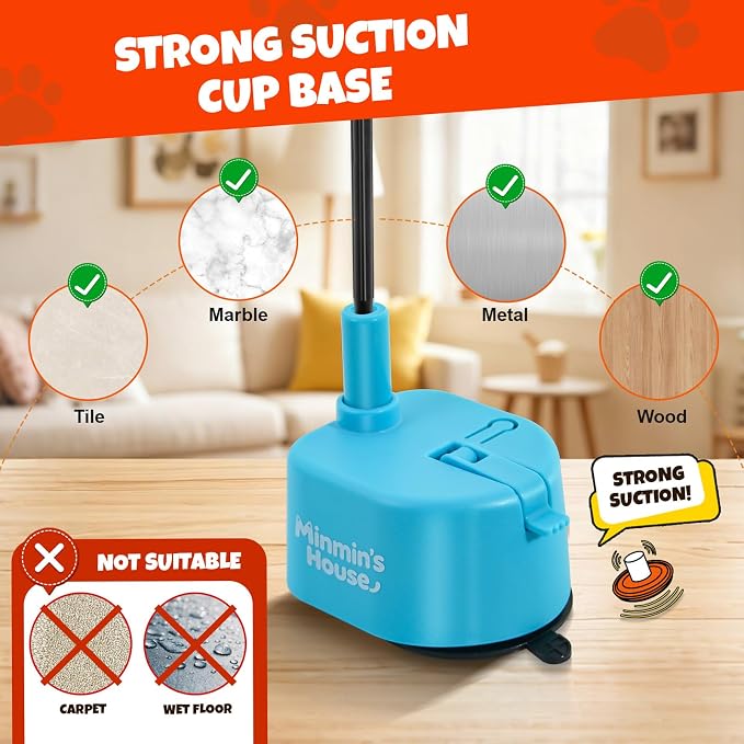 Interactive Cat Toys For Indoor Cats, 360° Flying Automatic Cat Toy, Blue | Rechargeable, Strong Suction Base, Self-Play & Handheld, Electric Spin Game Enrichment Toy, Long Kitty Wand for Bored Cats - Image 5