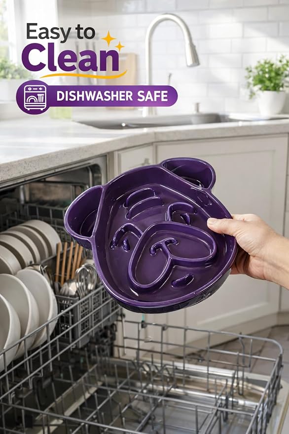 Cute Ceramic Slow Feeder Dog Shape, 1.5 Cups Pet Food Bowl for Small & Medium Breed. Bite-Resistant, Dishwasher Safe, Maze Design to Prevent Fast Eating, Bloat, Choking. Gift for Dog Lovers - Image 7