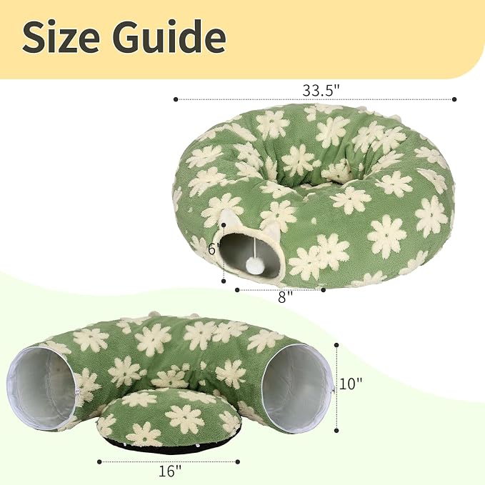 Pesen Cat Tunnel Bed with Soft Cushion for Indoor Cats and Kittens | Interactive Pet Toy Encourages Exploration, Supports Natural Instincts and Bonding for Cats, Small Dogs and Rabbits - Image 7
