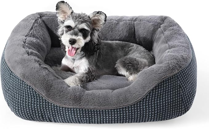 Small Dog Bed for Small Dogs, Cat Beds for Indoor Cats Washable, Orthopedic Dog Bed, Warming Soft Calming Sleeping Puppy Bed Durable Pet Bed with Anti-Slip Bottom S(20"x19"x6") by INVENHO