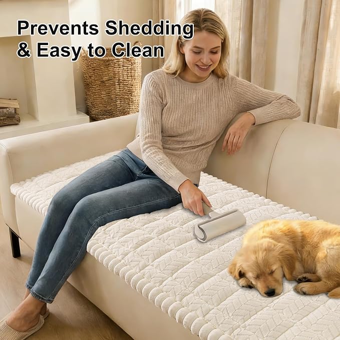 Smiry Couch Cover for Dogs, Non Slip Fuzzy Pet Sofa Covers Washable | Sofa Slipcovers for 2 Cushion Couch, Soft Thick Furniture Protector for Cats Dogs, Against Fur, Dirt, Scratch (27.6"x47") - Image 3