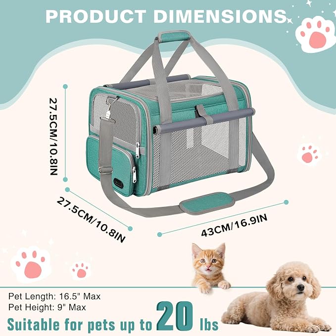 Cat Carrier Airline Approved Privacy Portable Top Load Pet Travel Bag | Soft Sided Pet Carriers for Small Cats Dogs Puppy up to 16 Lbs,Collapsible,Zipper Lock,Luggage Sleeve,2 Storage,Washable - Image 3