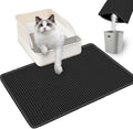 Ultra-Soft Cat Litter Mat 23.4"x14.7" Urine-Proof Non-Slip Black | Catches various litter, 3D large-pore, side-opening pour-out, easy clean, soft & durable, BPA-free, small litter mat by Xuanyaente