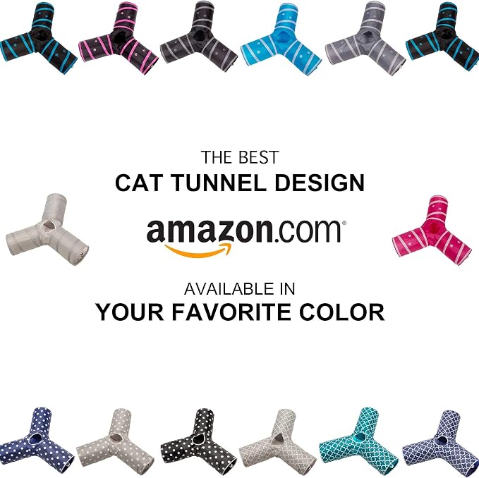 Cat Tunnel - Collapsible 3 Way Play Toy - Tube Fun for Rabbits, Kittens, and Dogs - Grey - Image 5