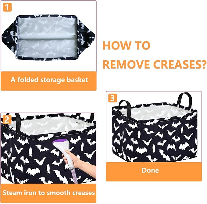 MAIZMZ Halloween Storage Basket Pumpkin Ghost Gift Basket for Kids Foldable Toy Box Waterproof Organizer Bin Laundry Nursery Hamper for Home Office Dorm Closet Shelf - Image 6