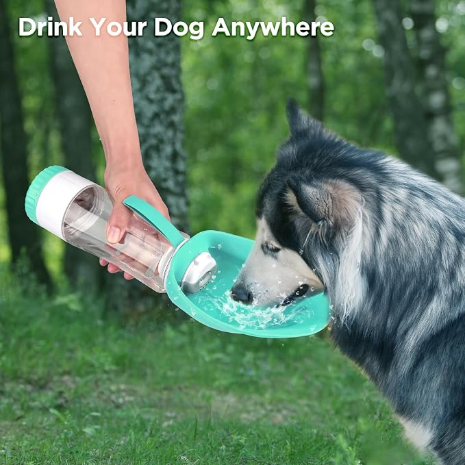 Uppetly Dog Water Bottle, Pet Water Bottle with Food Container and Drinking Feeder, Leak Proof, BPA-Free, Portable Foldable Puppy Water Cup Dispenser for Outdoor Walking, Travel, Large Light Blue - Image 3