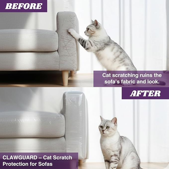 Cat Training Tape Sheets – 10 XL (17x11.5 in) Double-Sided Anti Scratch Shields – Cat Scratch Furniture Protector for Sofa, Couch & Surfaces - Image 2