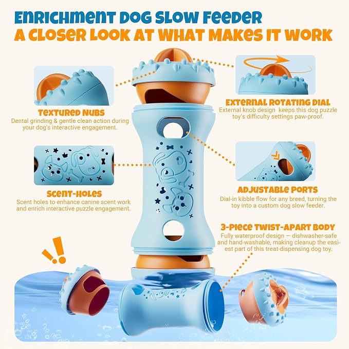 FOXMM Interactive Treat Dispensing Dog Toys – Adjustable Puzzle Toy | To Keep Dogs Busy, Enrichment, Mental Stimulation, Cognitive Fun and Boredom Buster for Puppy Teething, Small & Medium Dogs - Image 6