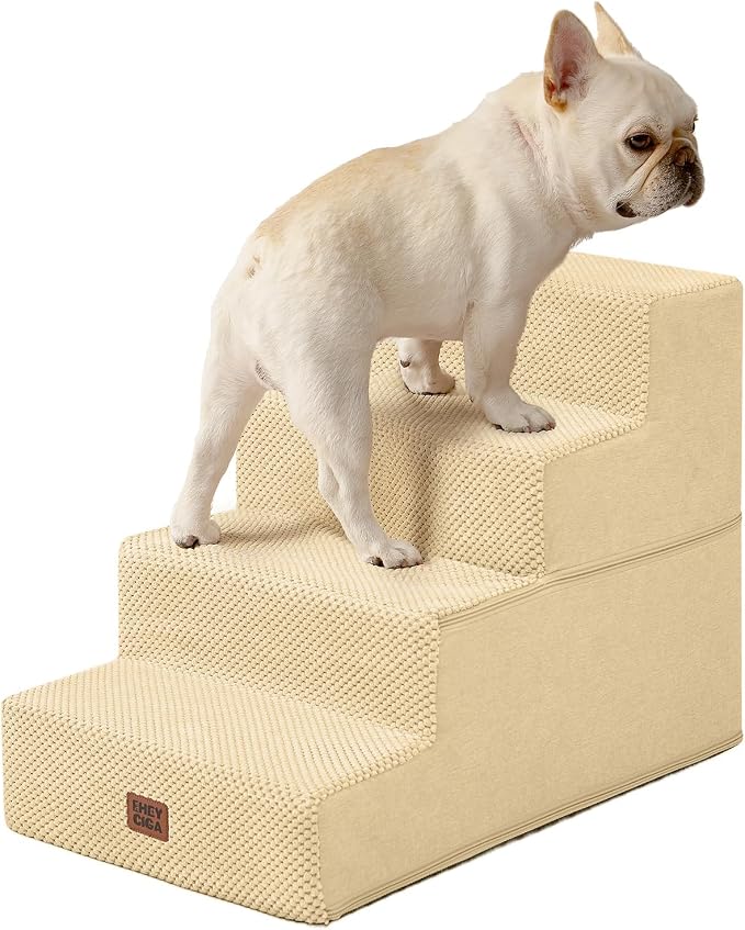 EHEYCIGA Dog Stairs for Bed 18" H, Dog 4-Steps for High Bed, Graige | Pet Steps for Small Dogs and Cats, Non-Slip Balanced Pet Ramp Indoor by EHEYCIGA