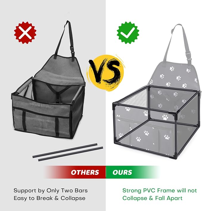 GENORTH Small Dog Car Seats for Small Dogs,Portable Puppy/Pet Car Booster Seat with Clip-On Leash and Mesh Window for Pet Up to 11 lbs - Image 6