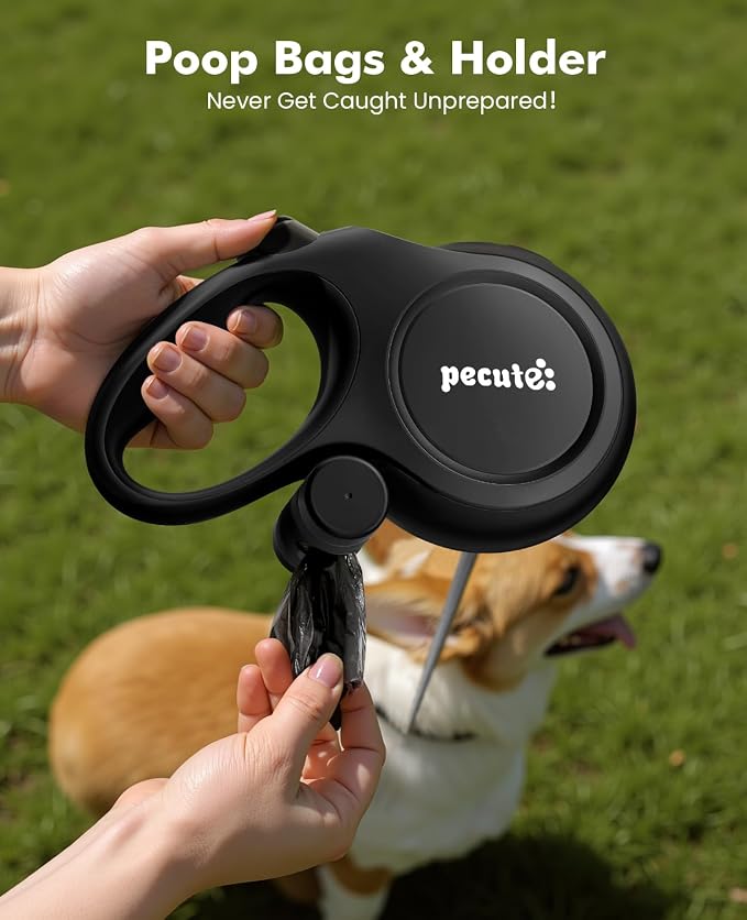 Pecute Retractable Dog Leash 26ft with Chew Proof Extender for 33-110 lbs | Heavy Duty Dog Leash Retractable for Large Biter with Poop Bag Holder, Anti-Slip Grip, Reflective, 360° Tangle-free - Image 8