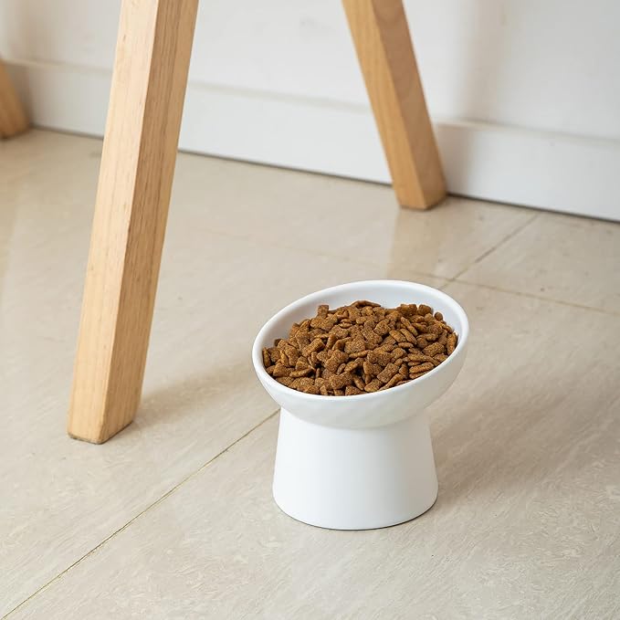 Elevated Cat Bowls, 15° Tilted Ceramic Raised Cat Food and Water Bowl Set, Whisker-Friendly Porcelain Pet Feeder Dishes for Indoor Cats and Small Dogs,Black & White Mixed,5.2 Inch,4 Pack - Image 5