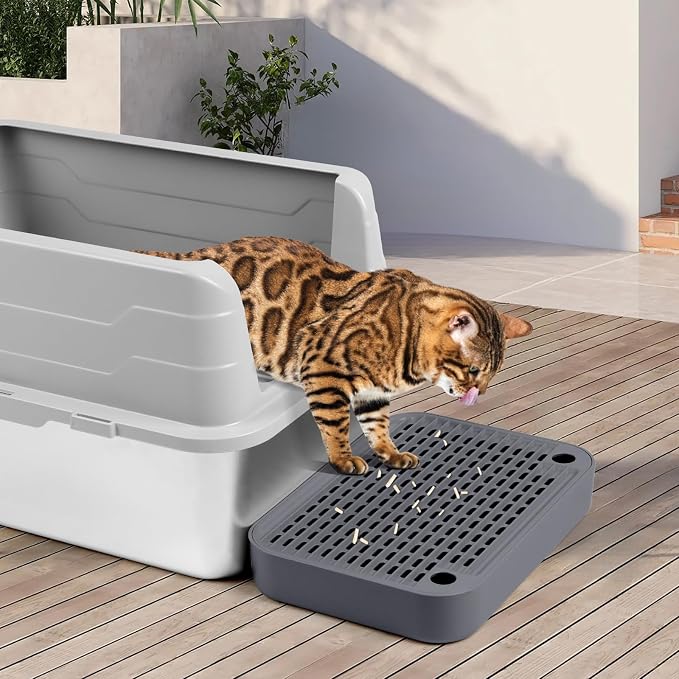 Cat Litter Box Step with Filter Function, Non-Slip Cat Step, Dark Grey | Double Layer Litter Box Ramp for Kitten & Elderly Cats, Litter Catcher for Automatic Cat Litter Box, Easy to Clean - Image 7