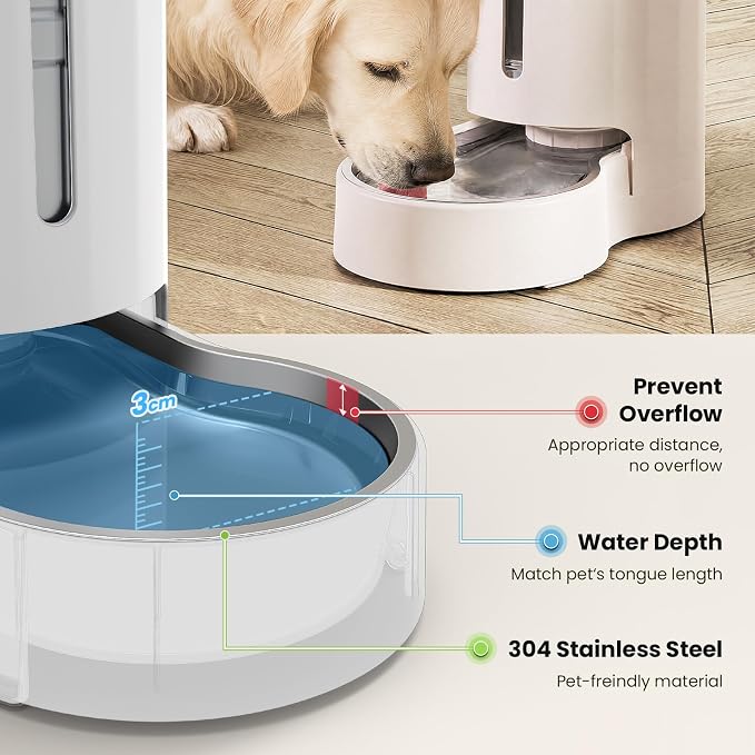 CZPET Automatic 8L Dog and Cat Water Dispenser Gravity Waterer | With Stainless Steel Bowl Gravity Waterer, Large Capacity and Drinking Area Noise-Free for Pets - Image 5