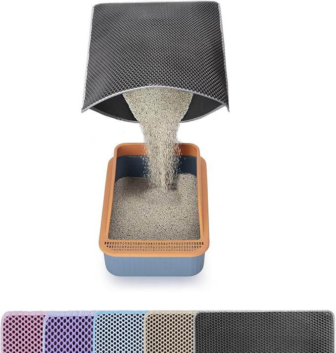 Cat Litter Mat Litter Trapping Mat,Cat Litter Box Mat for Floor 32"x22", 2 Layer Llitterbox Mats for Pet kitty,Litter Rug Catcher,Waterproof Urine Proof, Clean Easily, Collapsable, Medium by USHARP