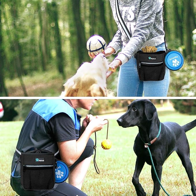 PetAmi Dog Treat Pouch, Pet Treat Pouch for Training, Dog Walking Bag Holder for Kibbles, Pet Food Toy, Dog Trainer Essentials Supplies, Poop Bag Dispenser, 3 Ways to Wear (Charcoal) - Image 5